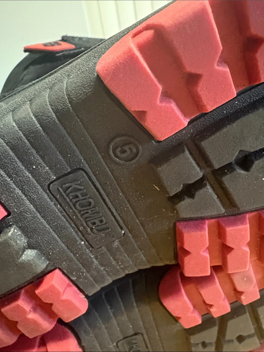 Khombu Black and Red Kids Snow Boots with Rugged Outsole